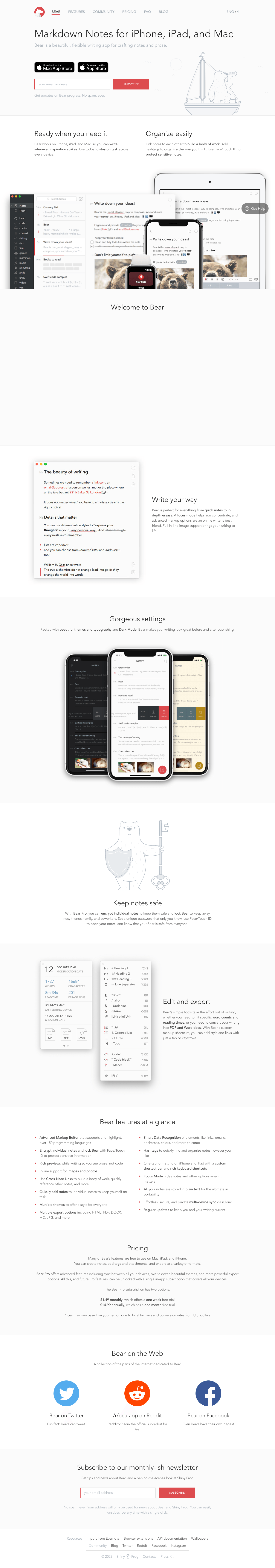 Full page screenshot of https://bear.app/ landing page.