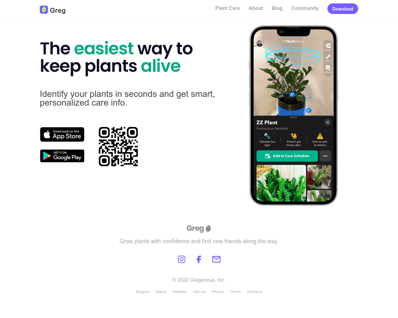 Full page screenshot of https://greg.app/ landing page.